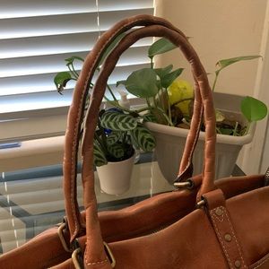 Patricia Nash Women's Carducci Pocket Tote - Genuine Leather, Top-Zip, Adjustable Strap, Vintage Grape Leaf Design